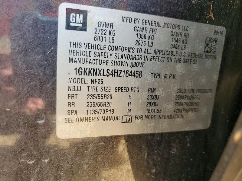 Aukcja sprzedaży 2017 Gmc Acadia, vin: 1GKKNXLS4HZ164458, numer aukcji: 67539106