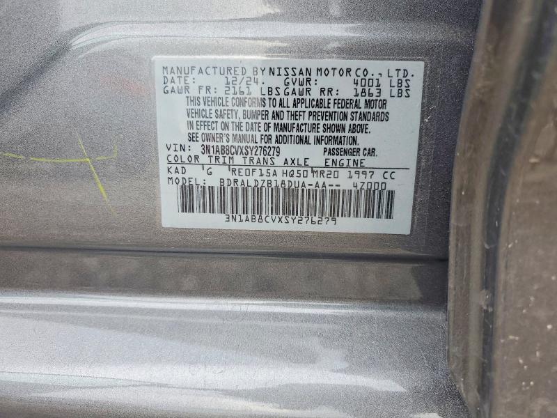 2025 Nissan Sentra მანქანა იყიდება აუქციონზე, vin: 3N1AB8CVXSY276279, აუქციონის ნომერი: 67859046