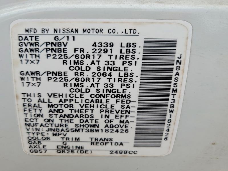 Aukcja sprzedaży 2011 Nissan Rogue, vin: JN8AS5MT3BW182426, numer aukcji: 69183206