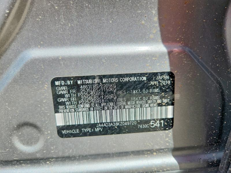 Aukcja sprzedaży 2019 Mitsubishi Outlander, vin: JA4AD3A38KZ049720, numer aukcji: 68182976