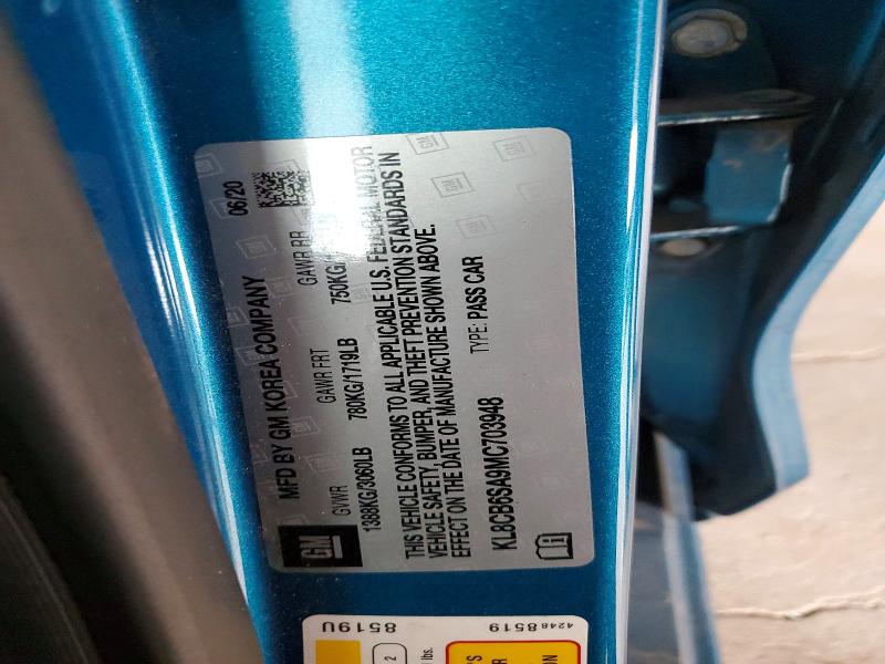Продажа на аукционе авто 2021 Chevrolet Spark, vin: KL8CB6SA9MC703948, номер лота: 69432226