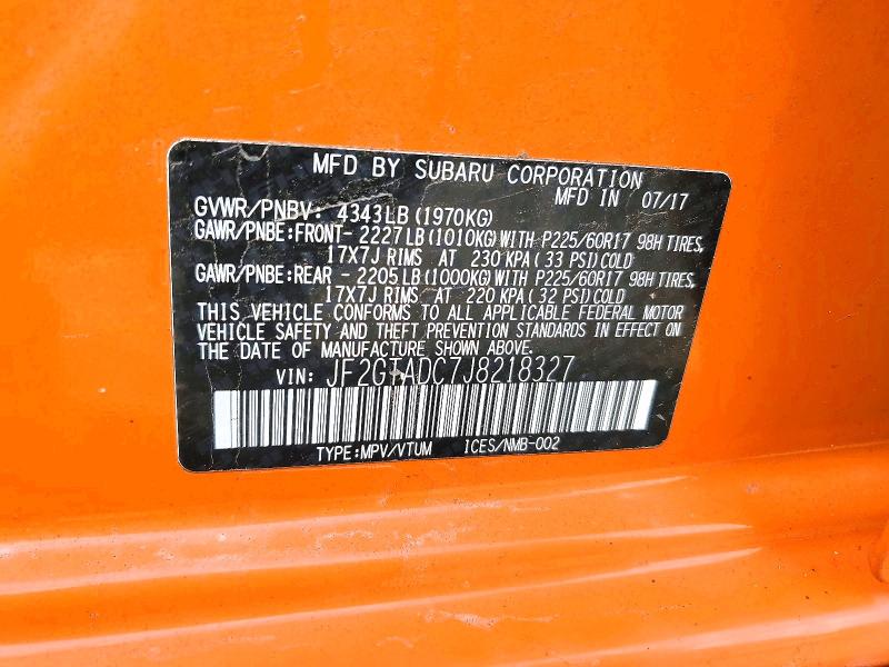2018 Subaru Crosstrek მანქანა იყიდება აუქციონზე, vin: JF2GTADC7J8218327, აუქციონის ნომერი: 70409496