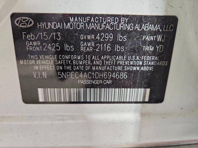 69596826 :رقم المزاد ، 5NPEC4AC1DH694686 vin ، 2013 Hyundai Sonata مزاد بيع