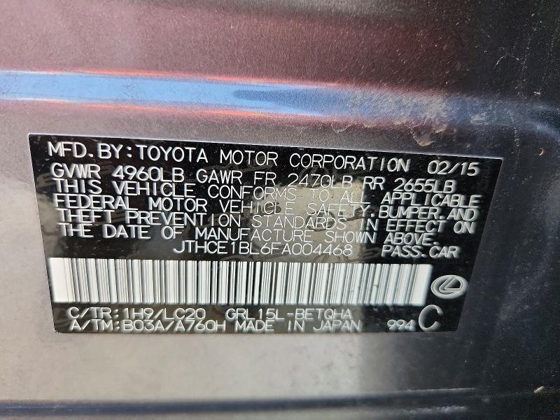 Aukcja sprzedaży 2015 Lexus Gs, vin: JTHCE1BL6FA004468, numer aukcji: 69152396