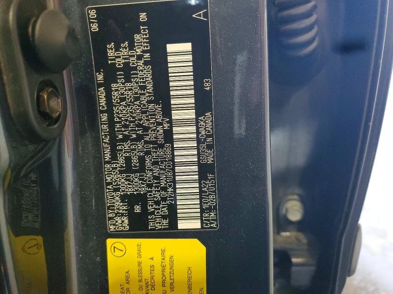 67023636 :رقم المزاد ، 2T2HK31U87C018869 vin ، 2007 Lexus Rx مزاد بيع
