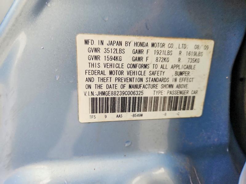 Продажа на аукционе авто 2009 Honda Fit, vin: JHMGE88239C006325, номер лота: 69959966