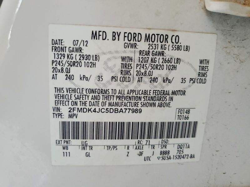 2013 Ford Edge მანქანა იყიდება აუქციონზე, vin: 2FMDK4JC5DBA77989, აუქციონის ნომერი: 70309016