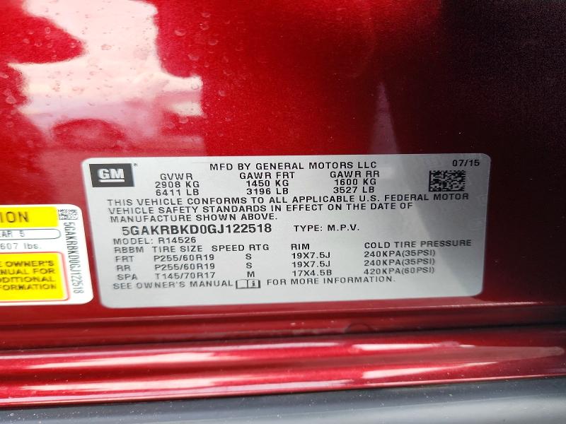 Продажа на аукционе авто 2016 Buick Enclave, vin: 5GAKRBKD0GJ122518, номер лота: 70940636