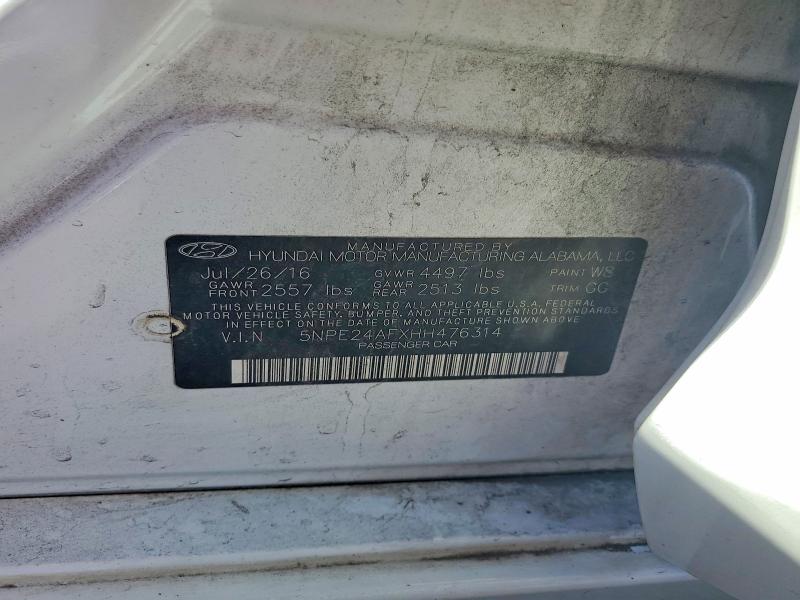 Auction sale of the 2017 Hyundai Sonata, vin: 5NPE24AFXHH476314, lot number: 67783936