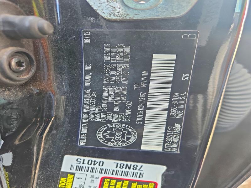 67525776 :رقم المزاد ، 5TDJY5G1XDS073162 vin ، 2013 Toyota Sequoia مزاد بيع