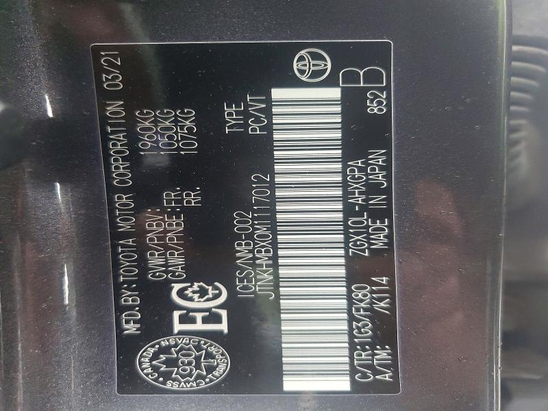 Aukcja sprzedaży 2021 Toyota C-hr, vin: JTNKHMBX0M1117012, numer aukcji: 66515506