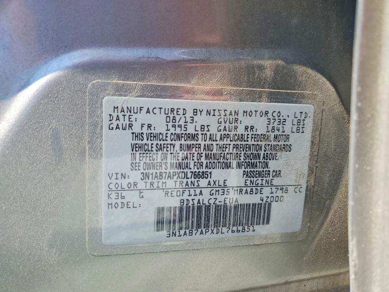 Aukcja sprzedaży 2013 Nissan Sentra, vin: 3N1AB7APXDL766851, numer aukcji: 69012156