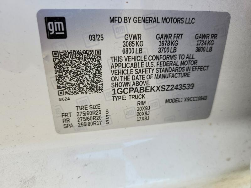 Продаж на аукціоні авто 2025 Chevrolet Silverado, vin: 1GCPABEKXSZ243539, номер лоту: 71823846