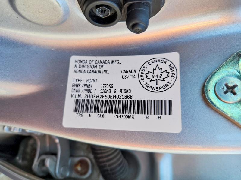 Aukcja sprzedaży 2014 Honda Civic, vin: 2HGFB2F50EH020868, numer aukcji: 69379046