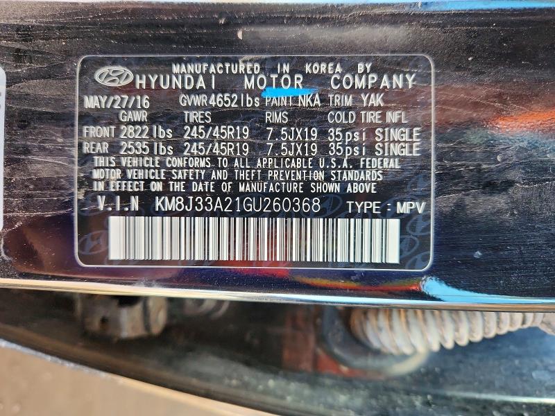 Aukcja sprzedaży 2016 Hyundai Tucson, vin: KM8J33A21GU260368, numer aukcji: 70725936