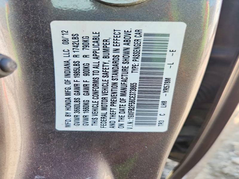 Aukcja sprzedaży 2012 Honda Civic, vin: 19XFB2F56CE373865, numer aukcji: 68081116