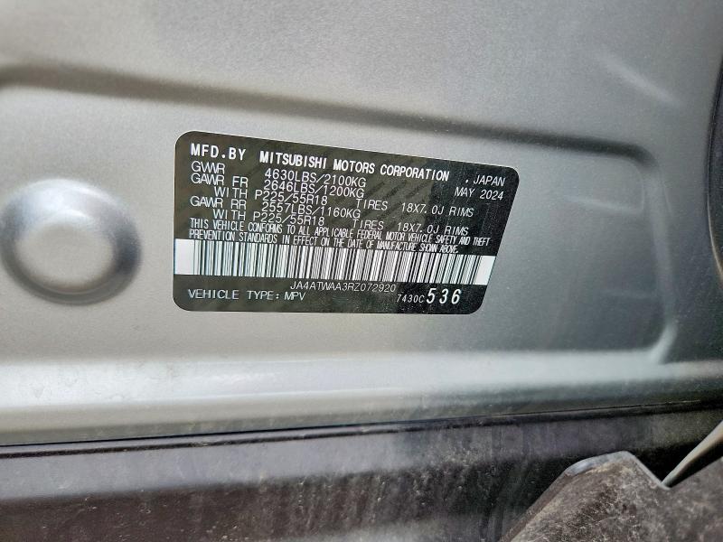 Aukcja sprzedaży 2024 Mitsubishi Eclipse Cross, vin: JA4ATWAA3RZ072920, numer aukcji: 71097676
