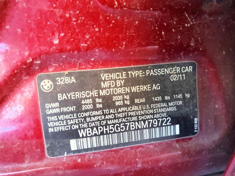 Aukcja sprzedaży 2011 Bmw 328, vin: WBAPH5G57BNM79722, numer aukcji: 68833356