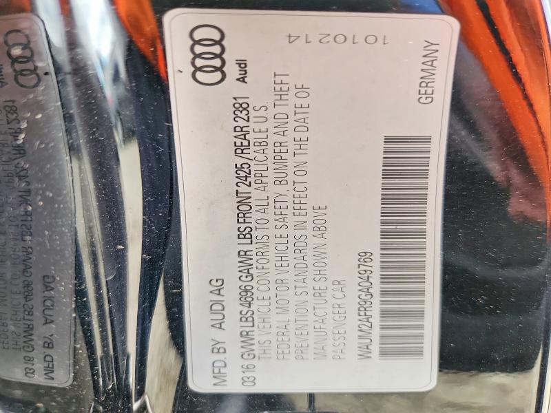 70442016 :رقم المزاد ، WAUM2AFR9GA049769 vin ، 2016 Audi A5 مزاد بيع