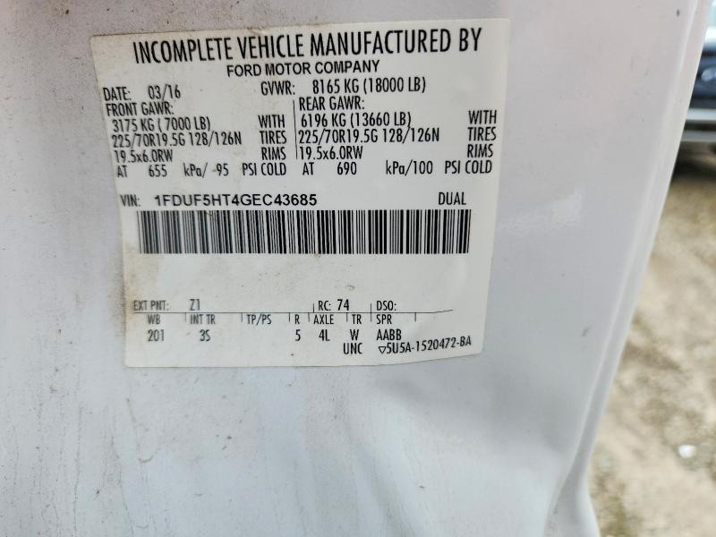 69349236 :رقم المزاد ، 1FDUF5HT4GEC43685 vin ، 2016 Ford F550 مزاد بيع
