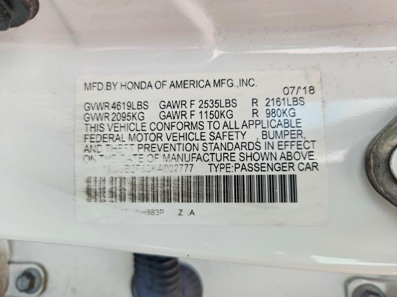 2019 Acura Tlx მანქანა იყიდება აუქციონზე, vin: 19UUB2F63KA002777, აუქციონის ნომერი: 69088746