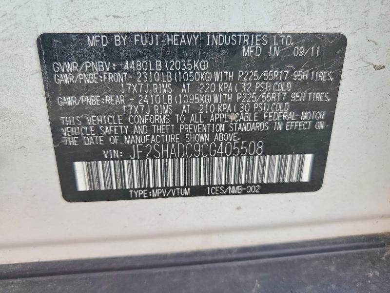Продаж на аукціоні авто 2012 Subaru Forester, vin: JF2SHADC9CG405508, номер лоту: 68225186