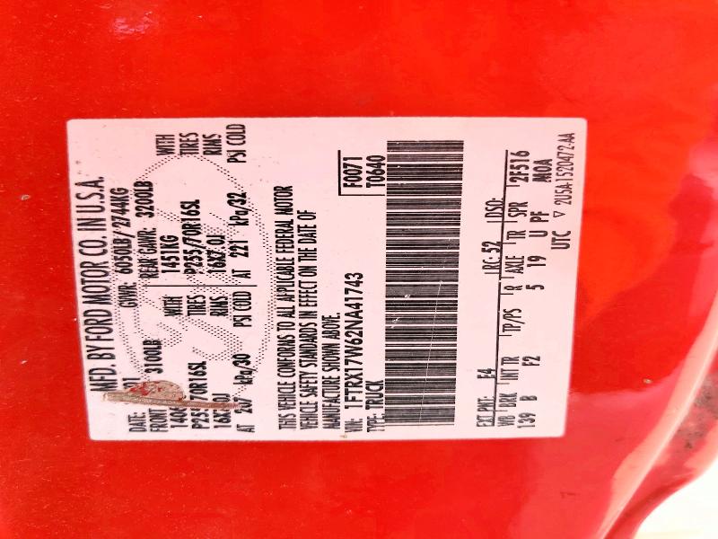 2002 Ford F150 მანქანა იყიდება აუქციონზე, vin: 1FTRX17W62NA41743, აუქციონის ნომერი: 70307366