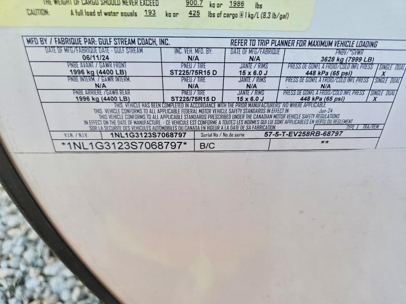 69147876 :رقم المزاد ، 1NL1G3123S7068797 vin ، 2025 Gulf Stream Coach مزاد بيع