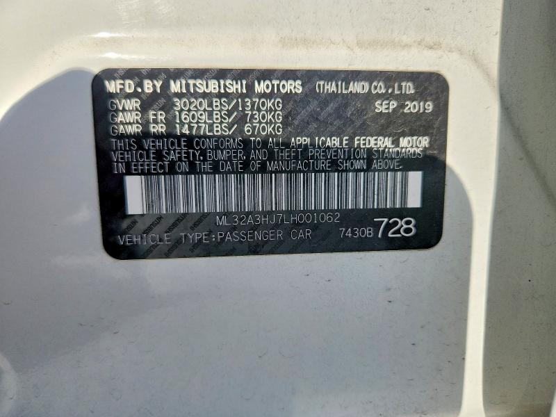 Продажа на аукционе авто 2020 Mitsubishi Mirage, vin: ML32A3HJ7LH001062, номер лота: 66856976