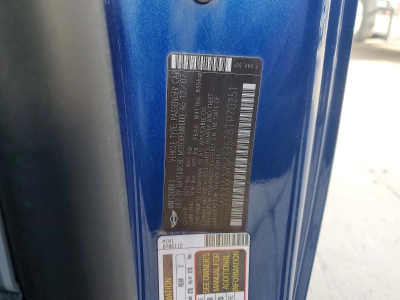 Продажа на аукционе авто 2008 Mini Cooper, vin: WMWMM33578TP70251, номер лота: 65966926