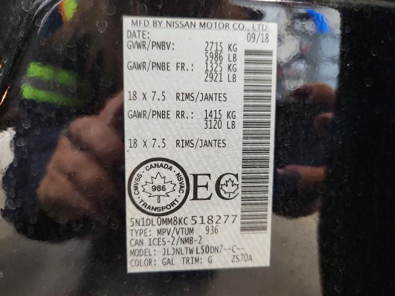 Aukcja sprzedaży 2019 Infiniti Qx60, vin: 5N1DL0MM8KC518277, numer aukcji: 69340526