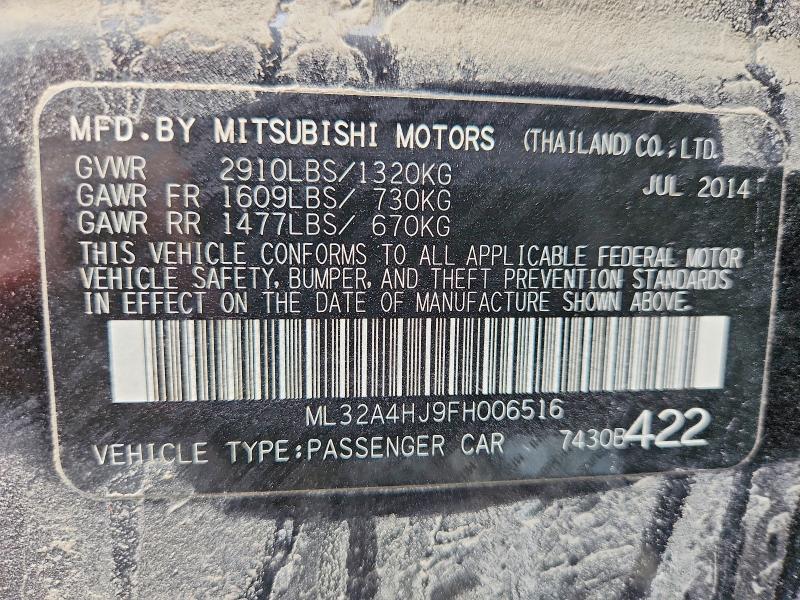 59061456 :رقم المزاد ، ML32A4HJ9FH006516 vin ، 2015 Mitsubishi Mirage مزاد بيع