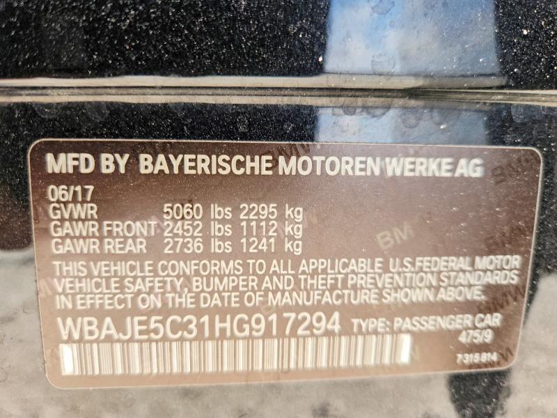 Aukcja sprzedaży 2017 Bmw 540, vin: WBAJE5C31HG917294, numer aukcji: 68008506