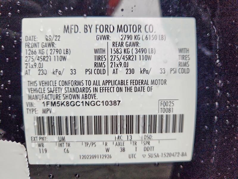 Aukcja sprzedaży 2020 Ford Explorer, vin: 1FM5K8GC1NGC10387, numer aukcji: 67297406