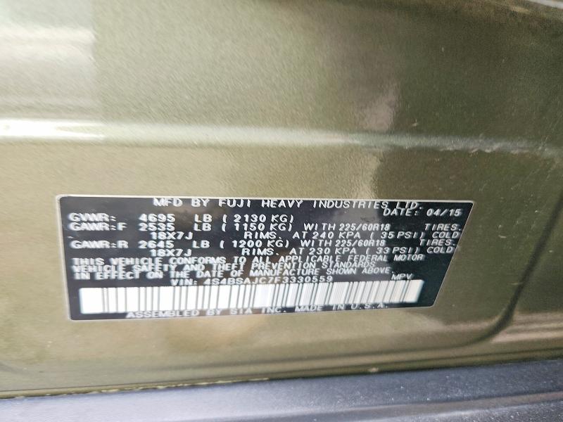 Продаж на аукціоні авто 2015 Subaru Outback, vin: 4S4BSAJC7F3330559, номер лоту: 70799946