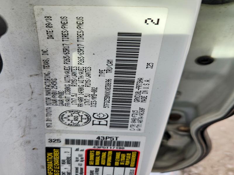 69373996 :رقم المزاد ، 5TFDZ5BNXKX038696 vin ، 2019 Toyota Tacoma مزاد بيع