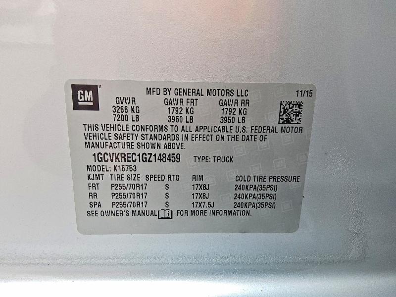 Продажа на аукционе авто 2016 Chevrolet Silverado, vin: 1GCVKREC1GZ148459, номер лота: 70476826