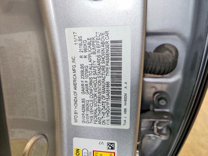 Aukcja sprzedaży 2018 Honda Accord, vin: 1HGCV1F15JA051866, numer aukcji: 69548966