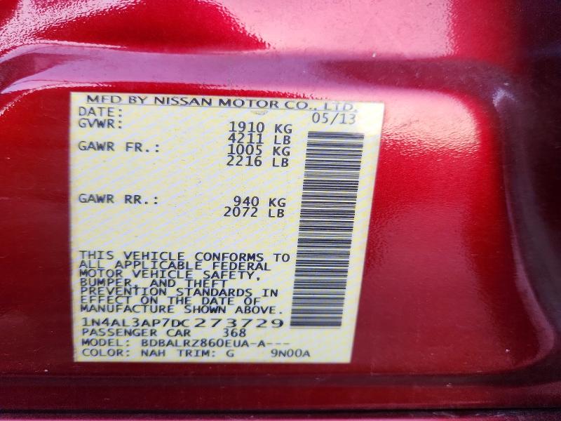 Aukcja sprzedaży 2013 Nissan Altima, vin: 1N4AL3AP7DC273729, numer aukcji: 70544966