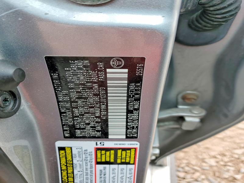 2018 Toyota Camry მანქანა იყიდება აუქციონზე, vin: 4T1B11HK2JU127873, აუქციონის ნომერი: 69456006
