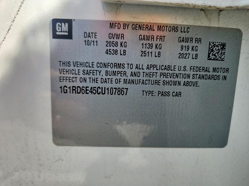 Продаж на аукціоні авто 2012 Chevrolet Volt, vin: 1G1RD6E45CU107867, номер лоту: 69099026