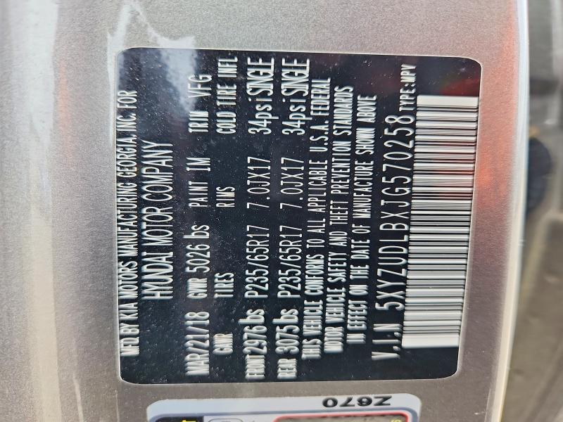 2018 Hyundai Santa Fe Sport მანქანა იყიდება აუქციონზე, vin: 5XYZUDLBXJG570258, აუქციონის ნომერი: 70095386