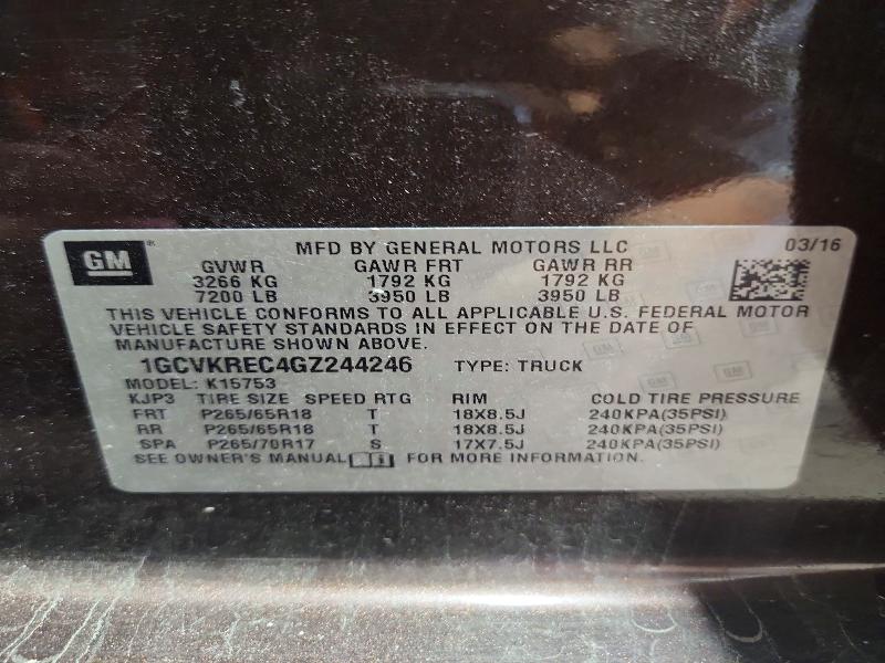 Aukcja sprzedaży 2016 Chevrolet Silverado, vin: 1GCVKREC4GZ244246, numer aukcji: 69508016