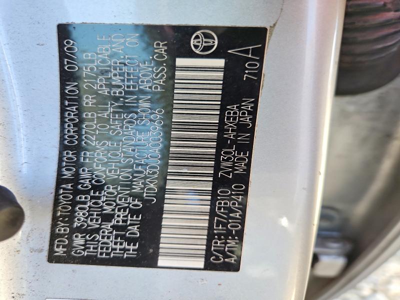 Aukcja sprzedaży 2010 Toyota Prius, vin: JTDKN3DU0A0039696, numer aukcji: 69225316