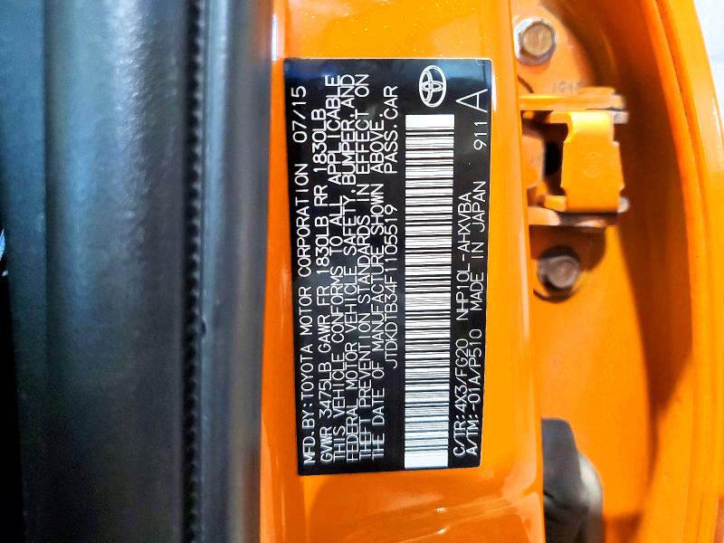 67808446 :رقم المزاد ، JTDKDTB34F1105519 vin ، 2015 Toyota Prius C مزاد بيع