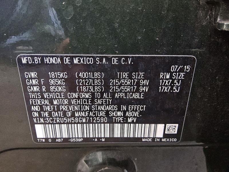 67362696 :رقم المزاد ، 3CZRU5H58GM712590 vin ، 2016 Honda Hr-v مزاد بيع