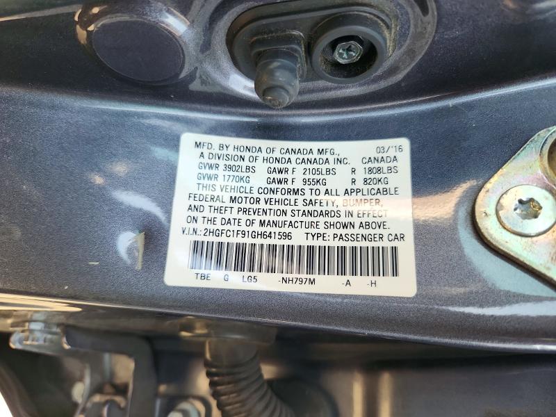Продаж на аукціоні авто 2016 Honda Civic, vin: 2HGFC1F91GH641596, номер лоту: 70005856