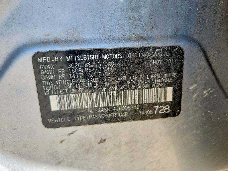 Aukcja sprzedaży 2018 Mitsubishi Mirage, vin: ML32A3HJ4JH006345, numer aukcji: 70880826