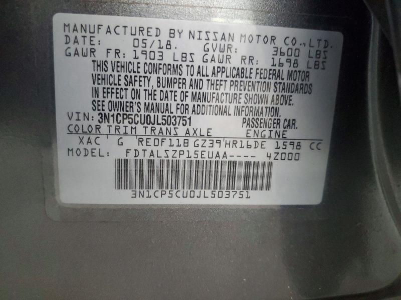 Aukcja sprzedaży 2018 Nissan Kicks, vin: 3N1CP5CU0JL503751, numer aukcji: 68765776