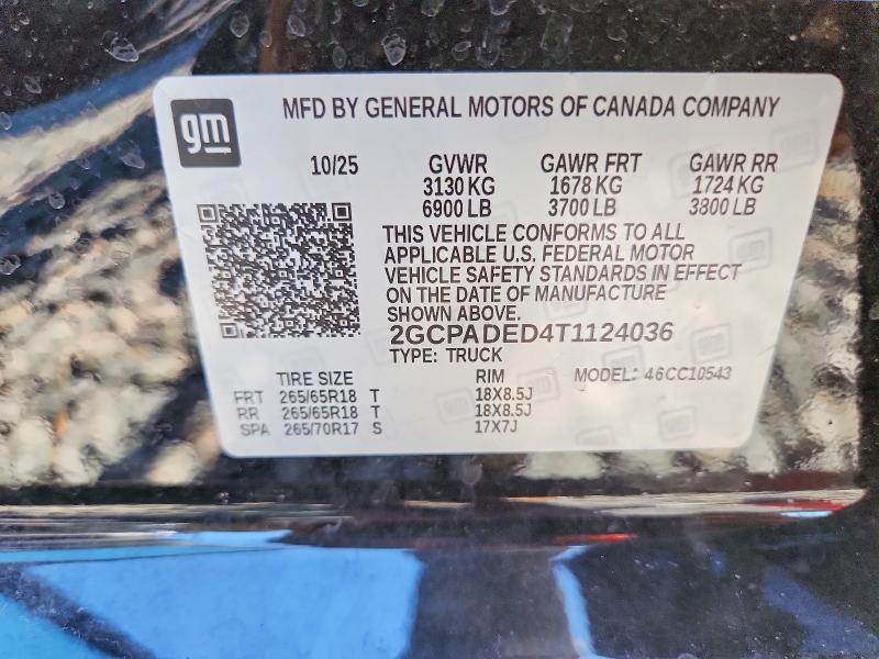 70643676 :رقم المزاد ، 2GCPADED4T1124036 vin ، 2026 Chevrolet Silverado مزاد بيع